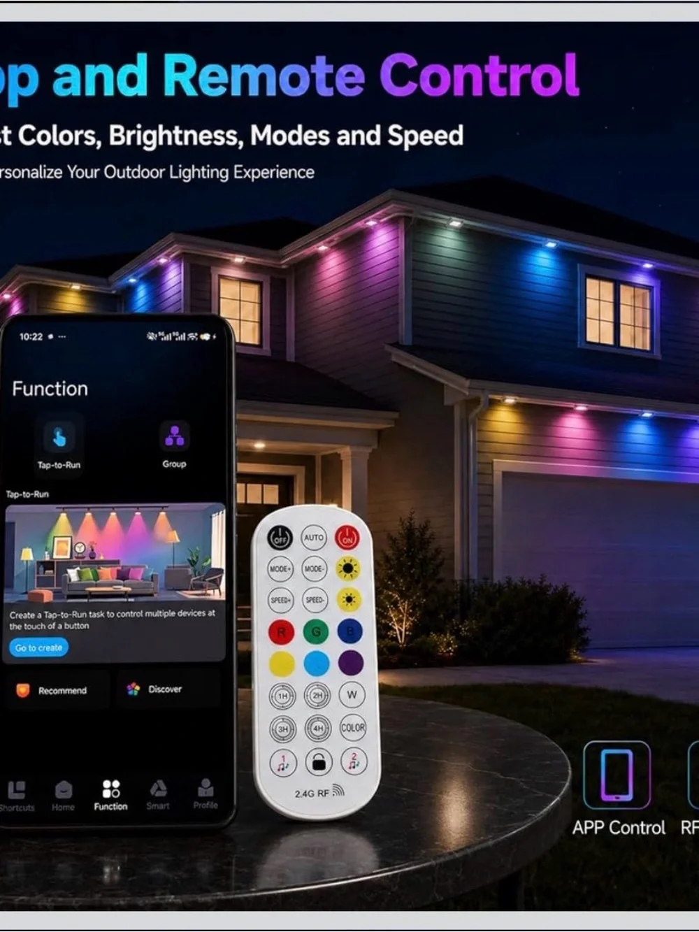 Outdoor Lights for House, 100ft RGB+IC Eaves Lights